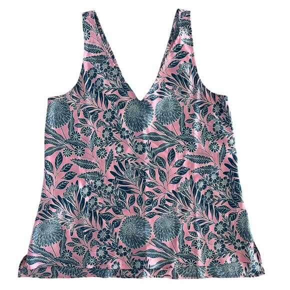 J.Crew X Abigail Borg 100% Silk Tank Top Prairie Dusk Pink Blue Floral 2 $98 - Picture 1 of 12